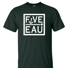Load image into Gallery viewer, Forest Green  block logo t-shirt.  Lifestyle apparel brand for water lovers, wake surf, water ski, fishing and boating enthusiasts based out of Erieau on Lake Erie Ontario.