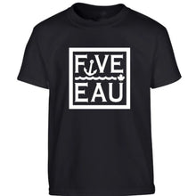Load image into Gallery viewer, Black  block logo t-shirt.  Lifestyle apparel brand for water lovers, wake surf, water ski, fishing and boating enthusiasts based out of Erieau on Lake Erie Ontario.
