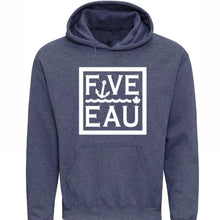 Load image into Gallery viewer, huron heather block logo hoodie sweatshirt.  Lifestyle apparel brand for water lovers, wake surf, water ski, fishing and boating enthusiasts based out of Erieau on Lake Erie Ontario.