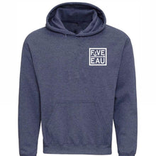 Load image into Gallery viewer, huron heather small block logo hoodie sweatshirt.  Lifestyle apparel brand for water lovers, wake surf, water ski, fishing and boating enthusiasts based out of Erieau on Lake Erie Ontario.
