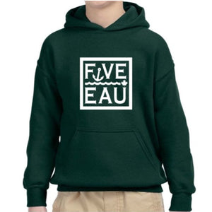 Five-Eau Youth Block Sweater in Forest Green