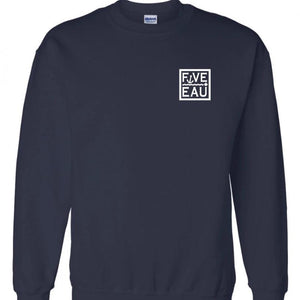 navy small block logo crew neck sweatshirt.  Lifestyle apparel brand for water lovers, wake surf, water ski, fishing and boating enthusiasts based out of Erieau on Lake Erie Ontario.