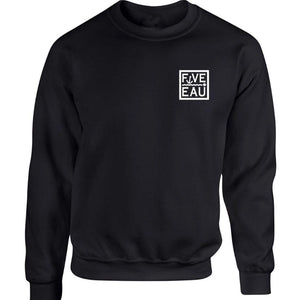black small block logo crew neck sweatshirt.  Lifestyle apparel brand for water lovers, wake surf, water ski, fishing and boating enthusiasts based out of Erieau on Lake Erie Ontario.