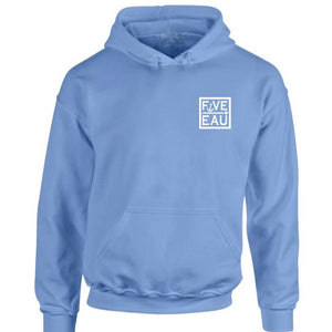 erie sky blue small block logo hoodie sweatshirt.  Lifestyle apparel brand for water lovers, wake surf, water ski, fishing and boating enthusiasts based out of Erieau on Lake Erie Ontario.