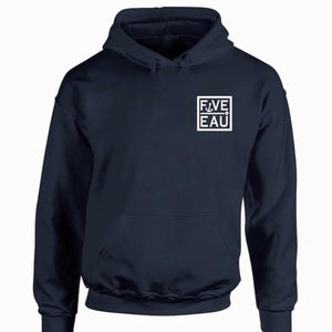 navy small block logo hoodie sweatshirt.  Lifestyle apparel brand for water lovers, wake surf, water ski, fishing and boating enthusiasts based out of Erieau on Lake Erie Ontario.