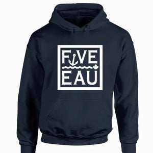 navy block logo hoodie sweatshirt.  Lifestyle apparel brand for water lovers, wake surf, water ski, fishing and boating enthusiasts based out of Erieau on Lake Erie Ontario.