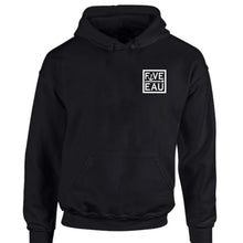 Load image into Gallery viewer, black small block logo hoodie sweatshirt.  Lifestyle apparel brand for water lovers, wake surf, water ski, fishing and boating enthusiasts based out of Erieau on Lake Erie Ontario.